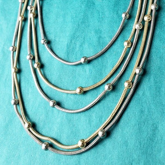 2/10$ Charming Charlie Silver tone and gold tone 5 strands necklace - Picture 4 of 5